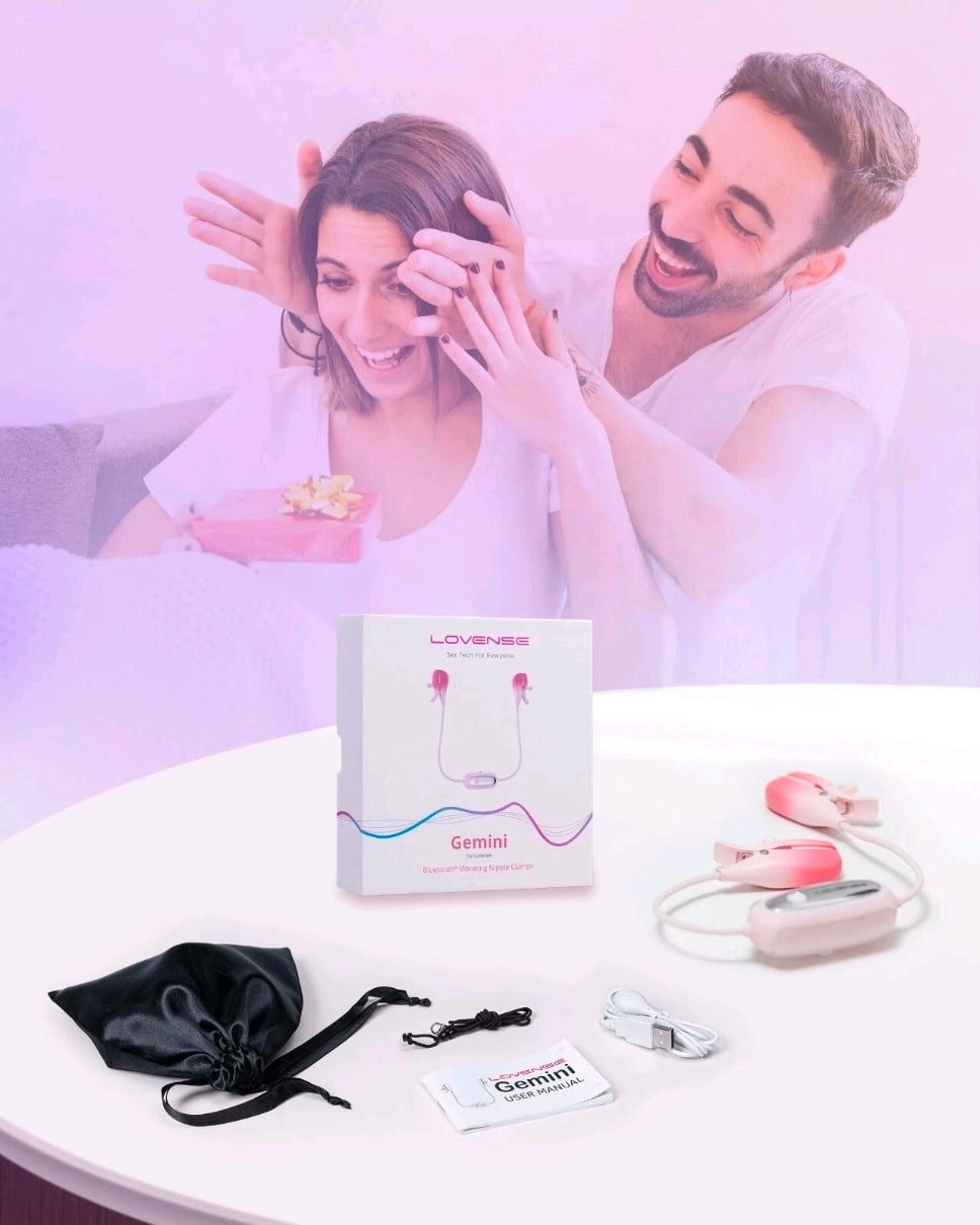 LOVENSE Gemini Vibrating Nipple Clamps Bluetooth Adjustable Nipple Stimulator