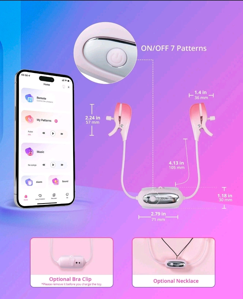 LOVENSE Gemini Vibrating Nipple Clamps Bluetooth Adjustable Nipple Stimulator