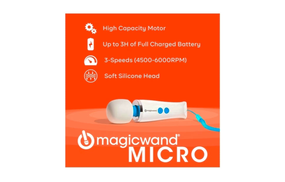 Magic Wand Micro HIT60 - Cordless - Compact Multi-Speed with Soft Silicone Head & Flexible Neck - Personal Massagers for Women, Neck, Hand, Back, Muscle, and Head Massager