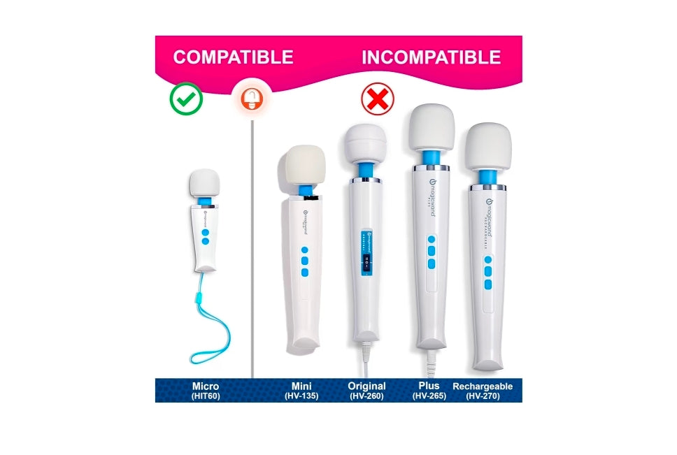 Magic Wand Micro HIT60 - Cordless - Compact Multi-Speed with Soft Silicone Head & Flexible Neck - Personal Massagers for Women, Neck, Hand, Back, Muscle, and Head Massager